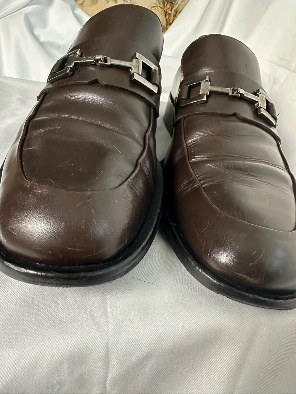 Gucci Men’s Brown Leather Horsebit Loafers Slip On Dress Shoes 6D size Made